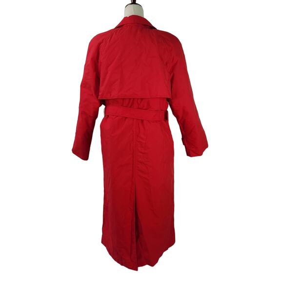 Eddie Bauer Red Belted Trench Coat Zip Out Quilted Down Liner Vintage USA Size M - Picture 3 of 5